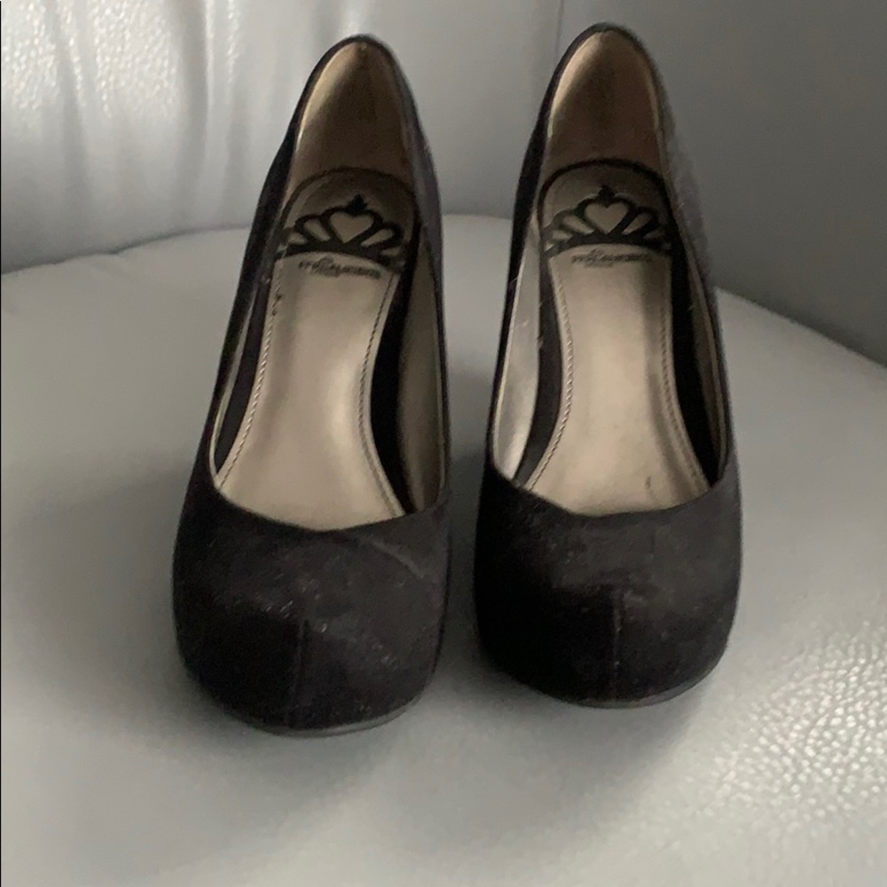 Fergalicious black suede wedge